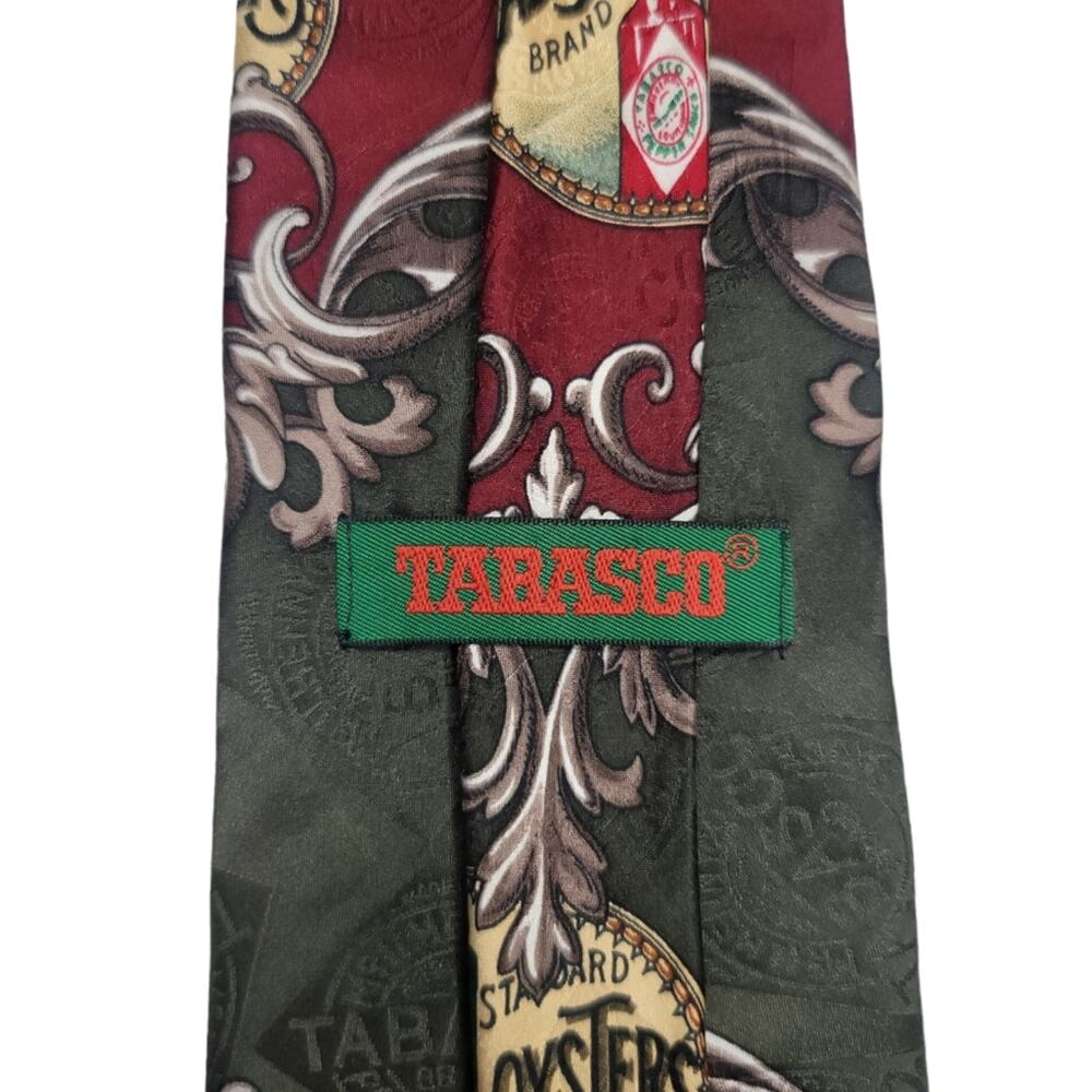 Tabasco Oysters Hot Pepper Sauce Necktie Vintage Men's All Silk Tie - Picture 4 of 8